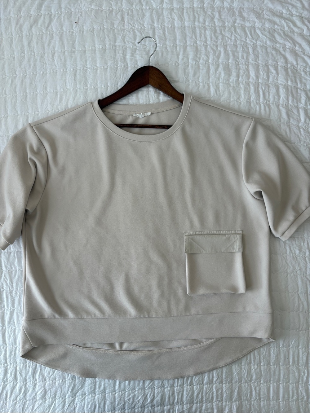 JOH Apparel Karen knit Crepe Top in cream neutral size L